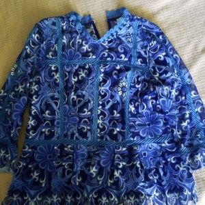 Peplum lace and embroidered top size 10